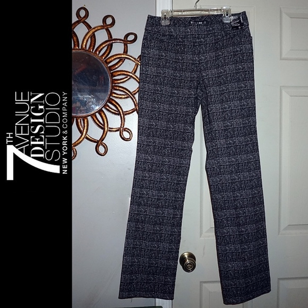 ​NWT 7th Avenue New York & Company Plaid Straight Leg Dress Pants 0 Average
